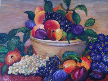 Œuvre contemporaine nommée « Belle composition de fruits d'été - Nature Morte », Réalisée par PATRICIA DELEY