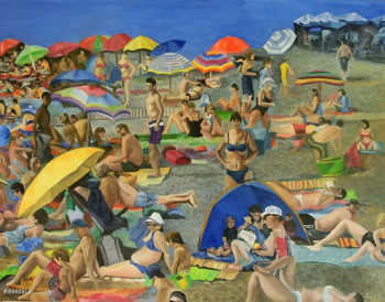 Œuvre contemporaine nommée « LA PLAGE AU MOIS D'AOUT », Réalisée par PIERRE BARCELO