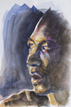 Œuvre contemporaine nommée « Homme Africain...African man... », Réalisée par MICHEL AMIACHE