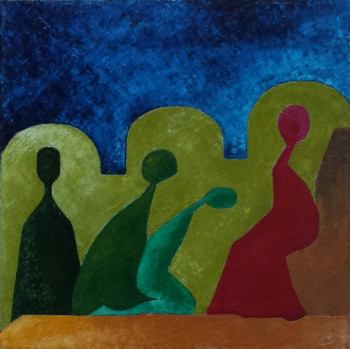 Œuvre contemporaine nommée « 1 figure assise, 3 figures agenouillées », Réalisée par LALLO