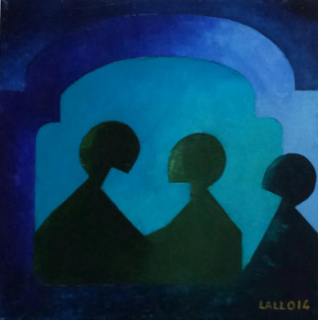 Œuvre contemporaine nommée « 3 figures, bleues », Réalisée par LALLO