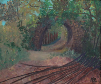 Œuvre contemporaine nommée « pont pente douce vaux sur seine », Réalisée par MARIA COUTINHO / MARIA C.