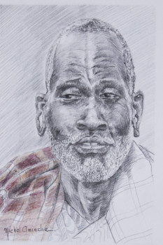 Œuvre contemporaine nommée « Vieil homme Massaï - Old man Maasai... », Réalisée par MICHEL AMIACHE