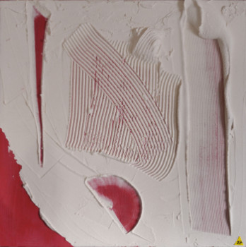 Œuvre contemporaine nommée « matière sur fond rouge », Réalisée par BARTLET-DROUZY