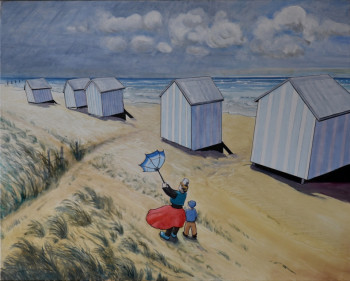 Œuvre contemporaine nommée « Les cabines bleues », Réalisée par NICOLE DESDOUET