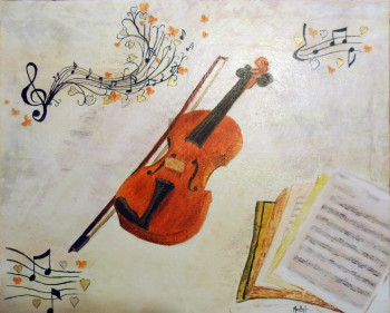 Œuvre contemporaine nommée « Le violon », Réalisée par JACKY MONKA