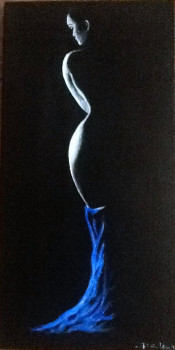 Œuvre contemporaine nommée « Nu feminin au drape bleu - », Réalisée par PATRICIA DELEY