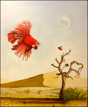 Œuvre contemporaine nommée « Poissons volants », Réalisée par JEFF WANQUET