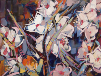 Œuvre contemporaine nommée « Fleurs de prunus », Réalisée par ALAIN LE NOST