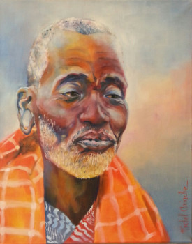 Œuvre contemporaine nommée « Homme sage Massai - Wise man Massai », Réalisée par MICHEL AMIACHE