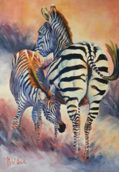 Œuvre contemporaine nommée « Les Zèbres - the zebras », Réalisée par MICHEL AMIACHE