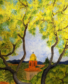 Œuvre contemporaine nommée « Mimosas a St Tropez », Réalisée par PATRICIA DELEY