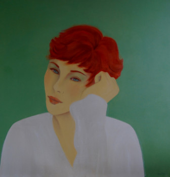 Œuvre contemporaine nommée « Portrait FR in série Portraits de femmes douces (oeuvre vendue) », Réalisée par ANNE ROUSSEAU