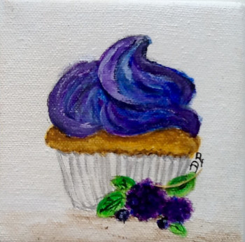 Œuvre contemporaine nommée « Gourmandise - série cupcake - mûres et myrtilles », Réalisée par PATRICIA DELEY