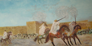Œuvre contemporaine nommée « Fantasia dans le sud Marocain », Réalisée par GUY  ROMEDENNE