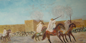 Œuvre contemporaine nommée « Fantasia dans le sud Marocain », Réalisée par GUY ROMEDENNE