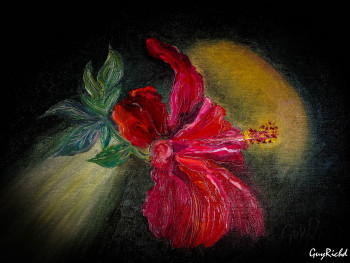 Œuvre contemporaine nommée « Naissance d'un Hibiscus 1 », Réalisée par GUYRICHD