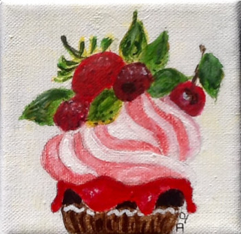 Œuvre contemporaine nommée « Gourmandise - série cupcake -les fruits rouges », Réalisée par PATRICIA DELEY