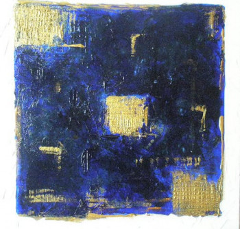 Œuvre contemporaine nommée « Or et bleu », Réalisée par JBL PEINTURES ABSTRAITES