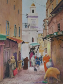 Œuvre contemporaine nommée « Une rue de Casbah d'Alger », Réalisée par JACQUES TAFFOREAU