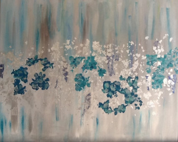Œuvre contemporaine nommée « Abstraction - de turquoise et d argent », Réalisée par PATRICIA DELEY