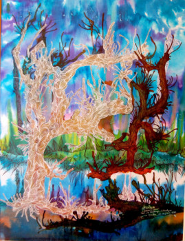Œuvre contemporaine nommée « Les arbres damnés », Réalisée par AFFIF CHERFAOUI
