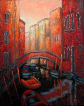 Œuvre contemporaine nommée « Le pont sur le canal à Venise », Réalisée par NICOLE BILES