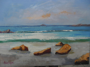 Œuvre contemporaine nommée « rochers sur la plage 2 », Réalisée par ALAIN COJAN