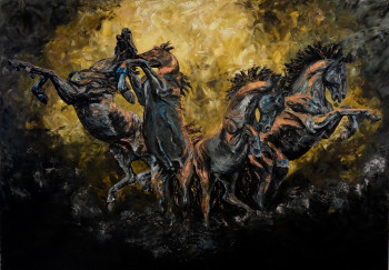 Œuvre contemporaine nommée « AC0016 - Chevaux d'Hélios », Réalisée par SYLVIE ACTIS BARONE