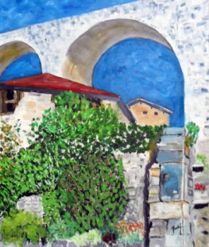 Œuvre contemporaine nommée « pont et ciel bleu », Réalisée par JACKY MONKA