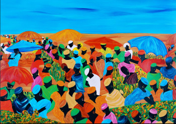 Œuvre contemporaine nommée « 118 - Le marché aux couleurs », Réalisée par NADODO