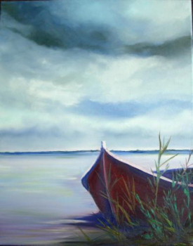 Œuvre contemporaine nommée « Soir d'orage sur le lac », Réalisée par DAN.LECLERCQ