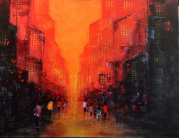 Œuvre contemporaine nommée « Urbanisme nocturne 2 », Réalisée par MIREILLE MAURY