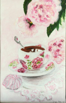 Œuvre contemporaine nommée « Tea Time -'belle porcelaine », Réalisée par PATRICIA DELEY
