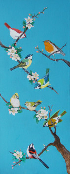 Œuvre contemporaine nommée « oiseaux des jardins », Réalisée par ELIZABETH BLAIN