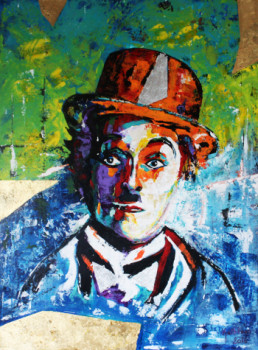 Œuvre contemporaine nommée « CHARLIE CHAPLIN «Gold» », Réalisée par KATHLEENARTISTPRO