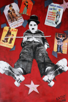 Œuvre contemporaine nommée « CHARLIE CHAPLIN «Rollers» », Réalisée par KATHLEENARTISTPRO