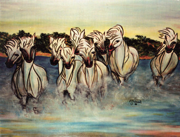 Œuvre contemporaine nommée « Les chevaux du soleil », Réalisée par JANINE  AGRIMONTI