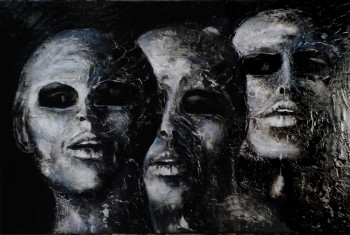 Œuvre contemporaine nommée « les masques d'argile. », Réalisée par CHOPIN