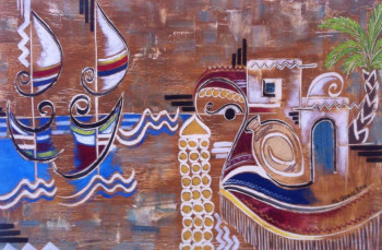 Œuvre contemporaine nommée « paysage Djerba », Réalisée par LOTFIARTISTE