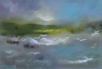 Œuvre contemporaine nommée « Brouillard sur l'étang », Réalisée par MARLEEN MELENS