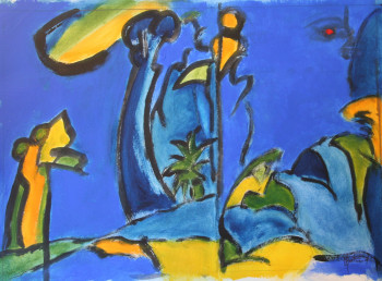 Œuvre contemporaine nommée « Promenade dans le bleu », Réalisée par ALAIN BERTHAUD