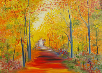 Œuvre contemporaine nommée « chemin d'automne », Réalisée par SEBASTIEN LAURENT