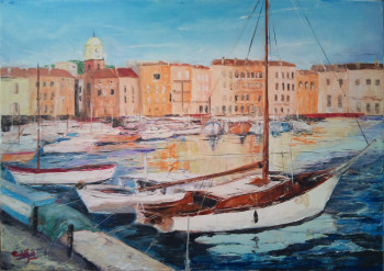 Œuvre contemporaine nommée « Le port de St. Tropez », Réalisée par JEAN MARIE SCHROETTER
