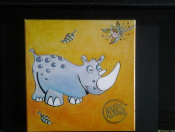 Œuvre contemporaine nommée « rino le rhinoceros », Réalisée par GIUSEPPA BABILLOT