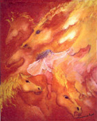 Œuvre contemporaine nommée « Cavalière du soleil », Réalisée par MOUNIRA AYED
