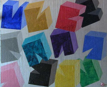 Œuvre contemporaine nommée « cubes 2 », Réalisée par JEAN FRANçOIS GUILLEMET