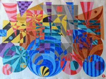 Œuvre contemporaine nommée « carrés, ronds, triangles... », Réalisée par JEAN FRANçOIS GUILLEMET