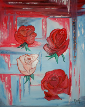 Œuvre contemporaine nommée « Quatre Roses », Réalisée par JACKY MONKA
