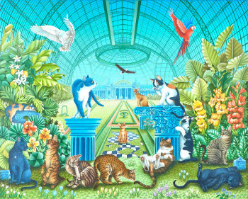 Œuvre contemporaine nommée « Mes chats sous la verrière du Grand-Palais - Paris », Réalisée par BERNARD VERCRUYCE